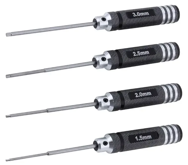 HobbyPark 4pcs Hex Screw Driver Set 1.5mm 2.0mm 2.5mm 3.0mm Allen Wrench Keys Screwdriver Kit RC Repair Tools Kit for Traxxas RC Car Drone Multi-Axis Helicopter Arrma Axial Losi Redcat Racing