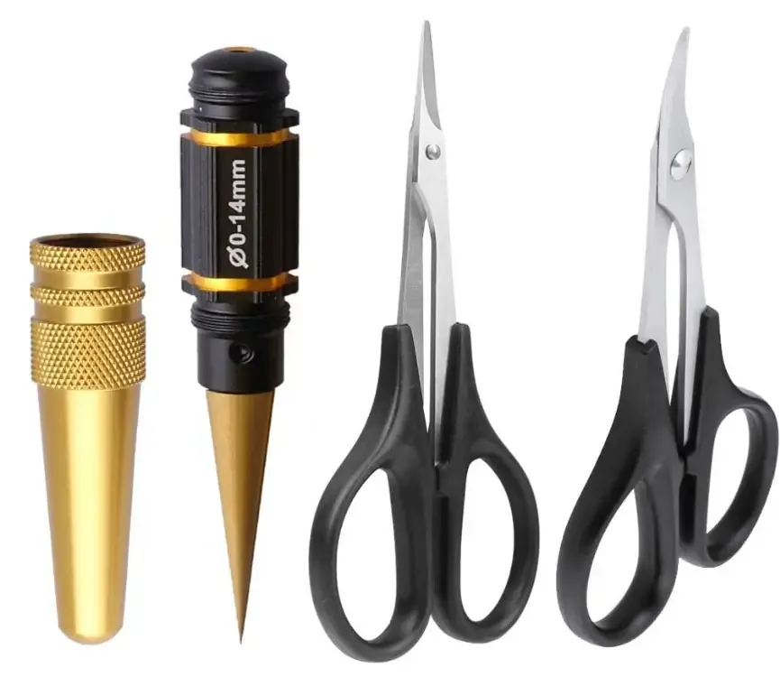 HobbyPark RC Body Reamer (Titanium) & Curved Scissors and Straight Scissors Set RC Car Body Shell Mounting Lexan Plastic Trimming Tools Combo