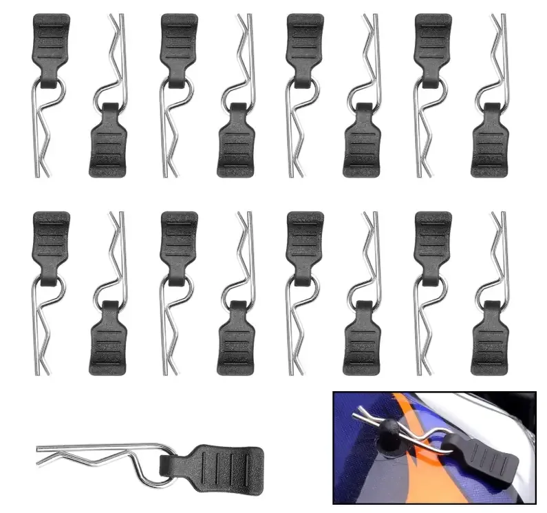 HobbyPark 50pcs Universal 1/16 1/18 RC Body Clips with Pull Tabs RC Car R Pins Small for SCX24 Traxxas TRX4M Redcat HPI Himoto HSP Exceed Truck Buggy Shell Replacement Parts