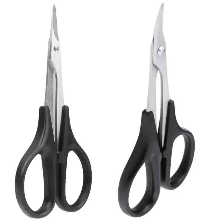 2-Pack HobbyPark RC Body Trimming Scissors Set, 1 Straight & 1 Curved Scissor for RC Vehicle Truck Buggy Lexan Plastic Bodyshell Helicopter Canopy